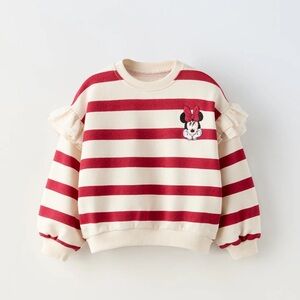 Disney Minnie Mouse Kids Sweatshirt - Red and Cream Stripes